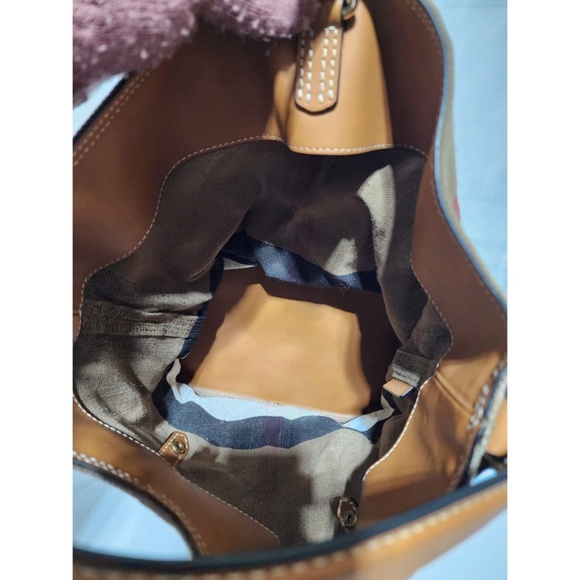 Authentic BURBERRY Canvas Mega Check Medium Ashby Hobo Saddle Bag Brown - Picture 13 of 13